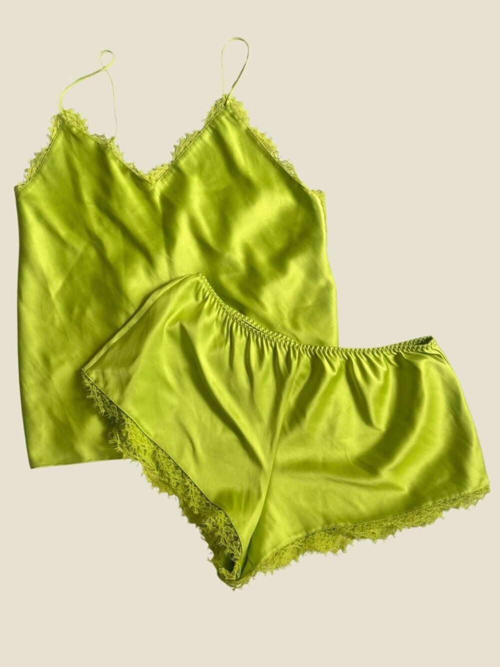VICTORIA'S SECRET LIME GREEN LACE PAJAMA SET Y2K SIZE SMALL